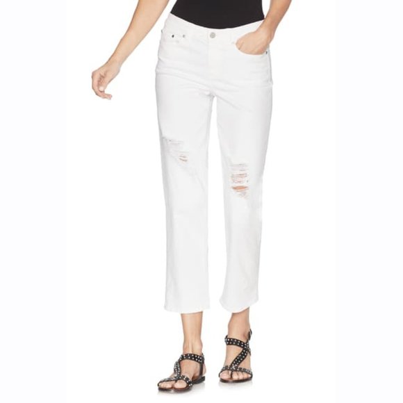 NWT VINCE CAMUTO White Ripped Cropped Jeans sz 29 - Picture 1 of 10